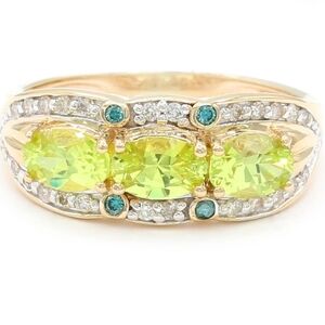 Genuine Chrysoberyl & Diamond Ring 14k Solid Yellow Gold Size 6!